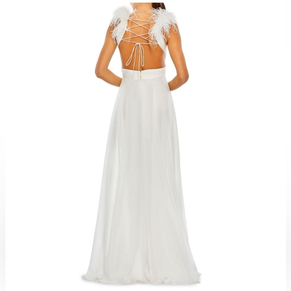 NEW Mac Duggal feather A line gown - Picture 2 of 7